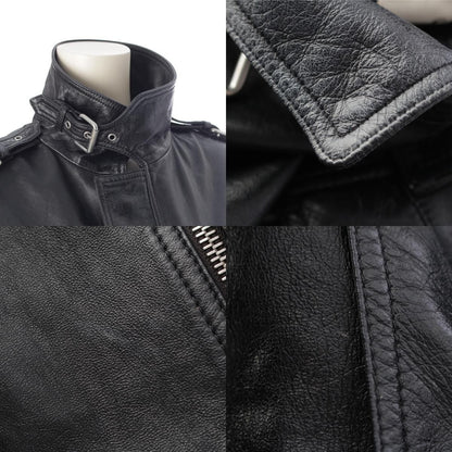 Celine Cropped New Wave Jacket Drummed Lambskin Leather Zip Up Black 34 — view 8
