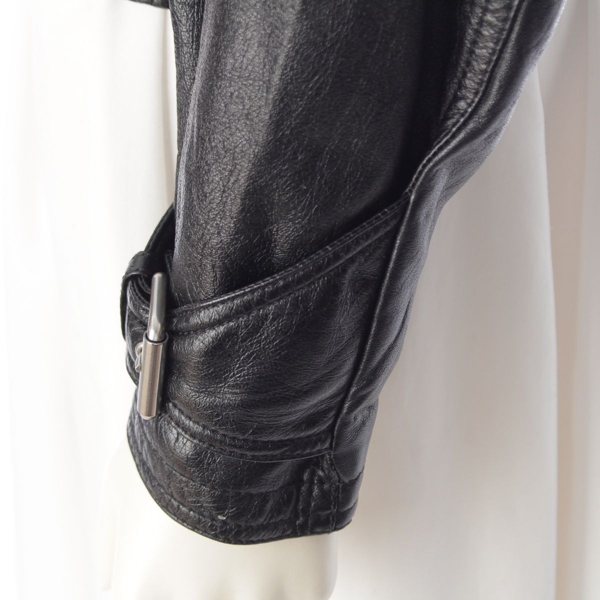 Celine Cropped New Wave Jacket Drummed Lambskin Leather Zip Up Black 34 — view 7