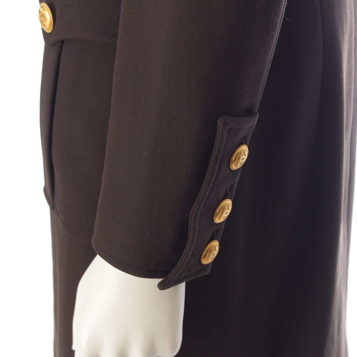 Chanel 96A Vintage Wool Coco Buttons Coat Brown 38 — view 7