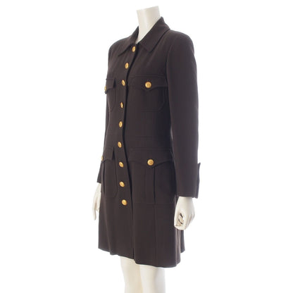 Chanel 96A Vintage Wool Coco Buttons Coat Brown 38 — view 2