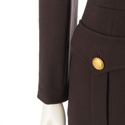 Chanel 96A Vintage Wool Coco Buttons Coat Brown 38 — view 6