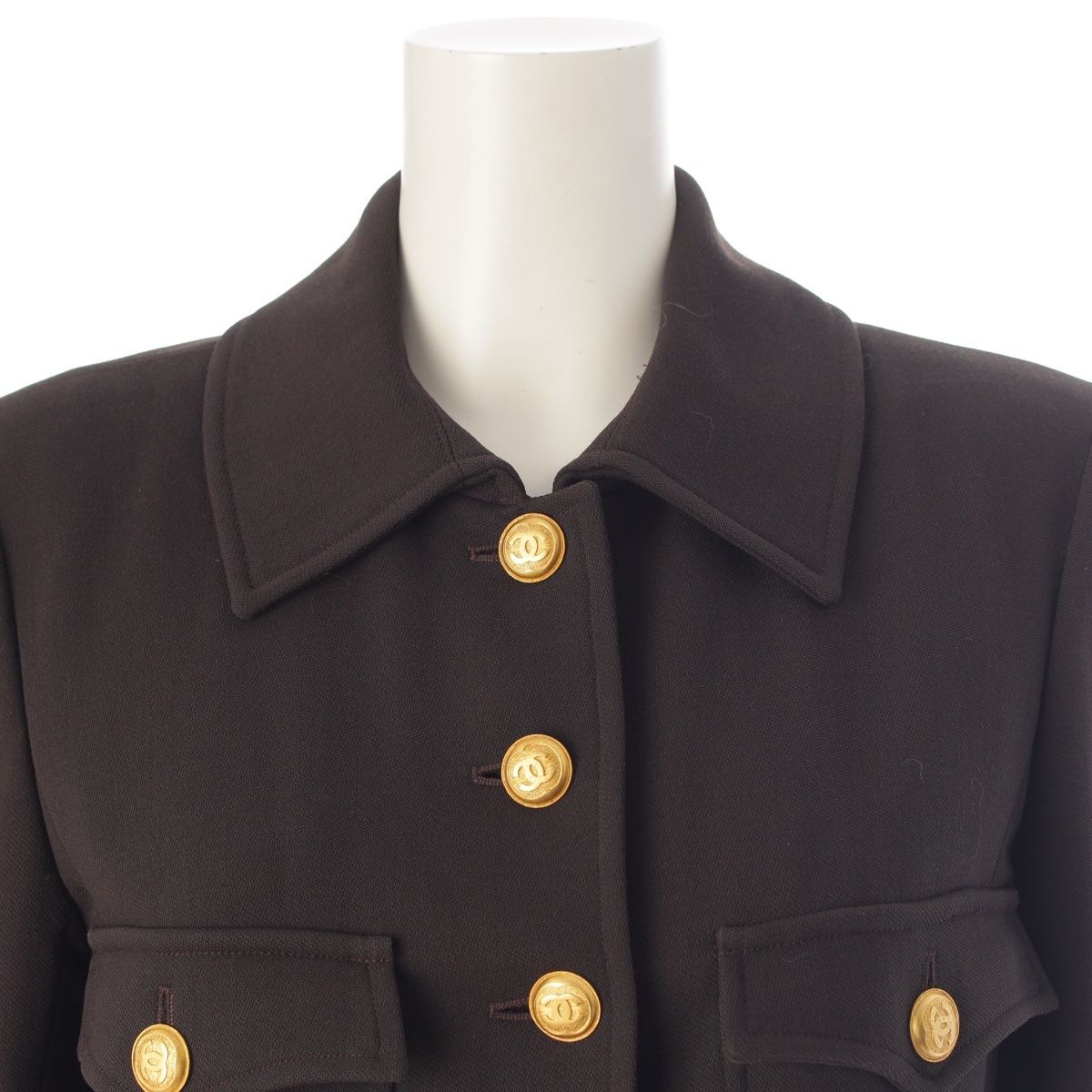 Chanel 96A Vintage Wool Coco Buttons Coat Brown 38 — view 5