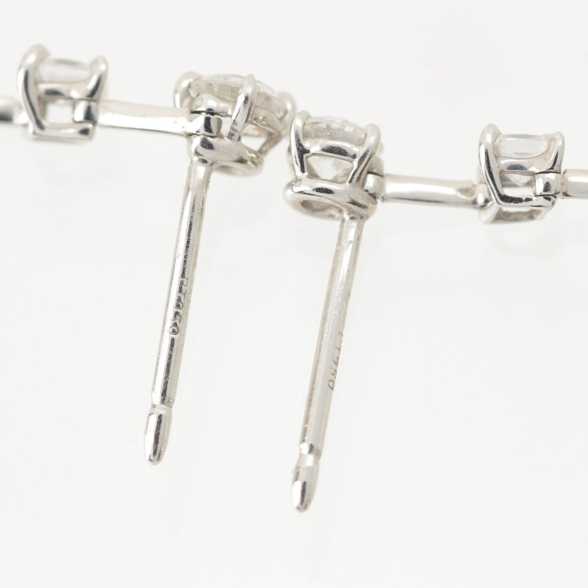 Harry Winston Three Stone Wire Drop Earrings Platinum Diamond Pear Shape Round — view 8