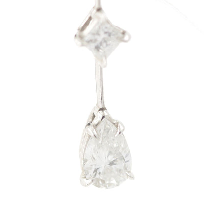 Harry Winston Three Stone Wire Drop Earrings Platinum Diamond Pear Shape Round — view 5