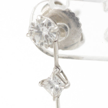 Harry Winston Three Stone Wire Drop Earrings Platinum Diamond Pear Shape Round — view 3