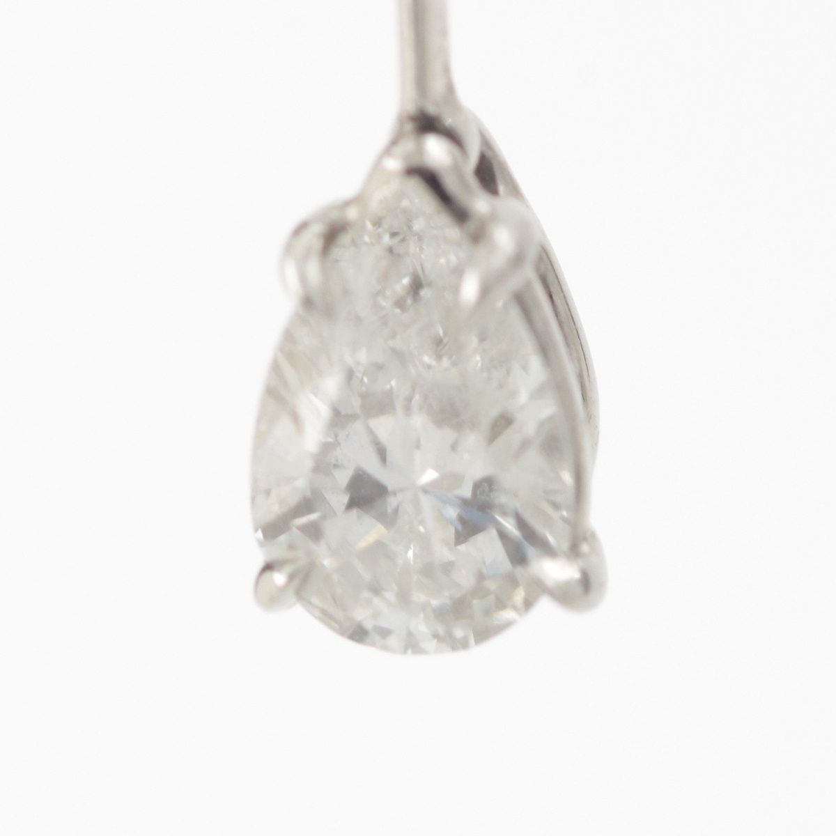Harry Winston Three Stone Wire Drop Earrings Platinum Diamond Pear Shape Round — view 4