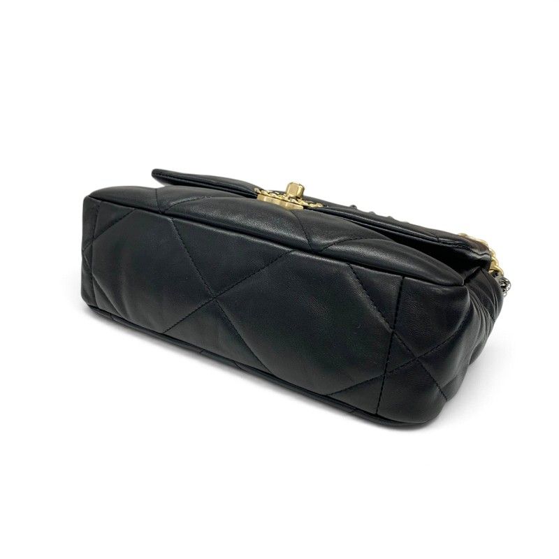 Chanel 19 Shoulder Bag Black Gold Silver CC Logo Turnlock Chain — view 4