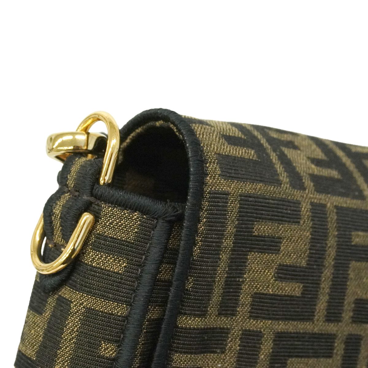 Fendi Handbag Zucca Bucket Jacquard Fabric Brown Gold 2-Way Bag — view 8