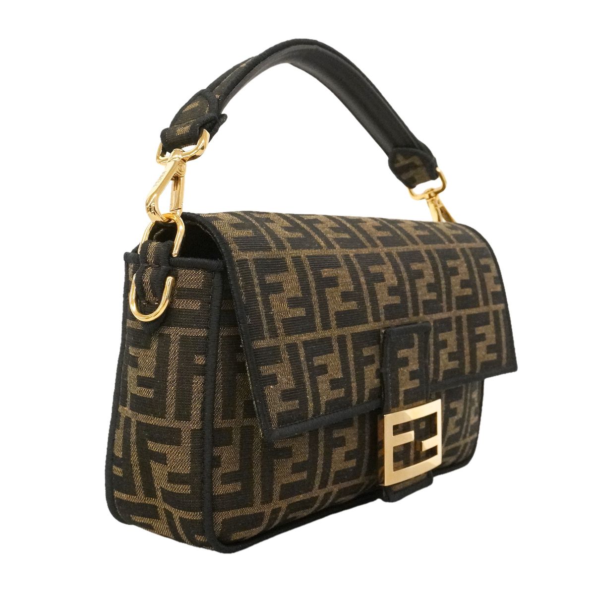 Fendi Handbag Zucca Bucket Jacquard Fabric Brown Gold 2-Way Bag — view 2