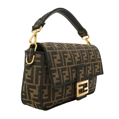 Fendi Handbag Zucca Bucket Jacquard Fabric Brown Gold 2-Way Bag — view 2