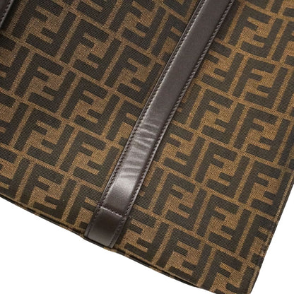 Fendi Tote Bag Zucca Nylon Canvas Brown Silver 2-Way — view 7