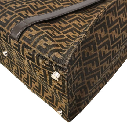 Fendi Tote Bag Zucca Nylon Canvas Brown Silver 2-Way — view 6
