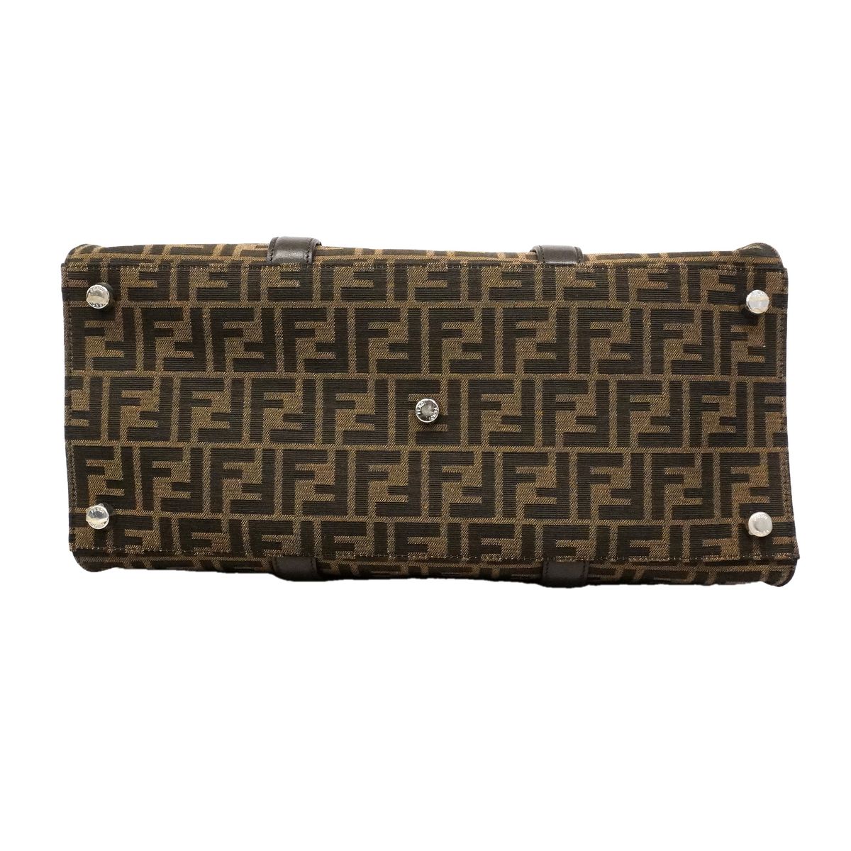 Fendi Tote Bag Zucca Nylon Canvas Brown Silver 2-Way — view 3