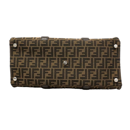 Fendi Tote Bag Zucca Nylon Canvas Brown Silver 2-Way — view 3