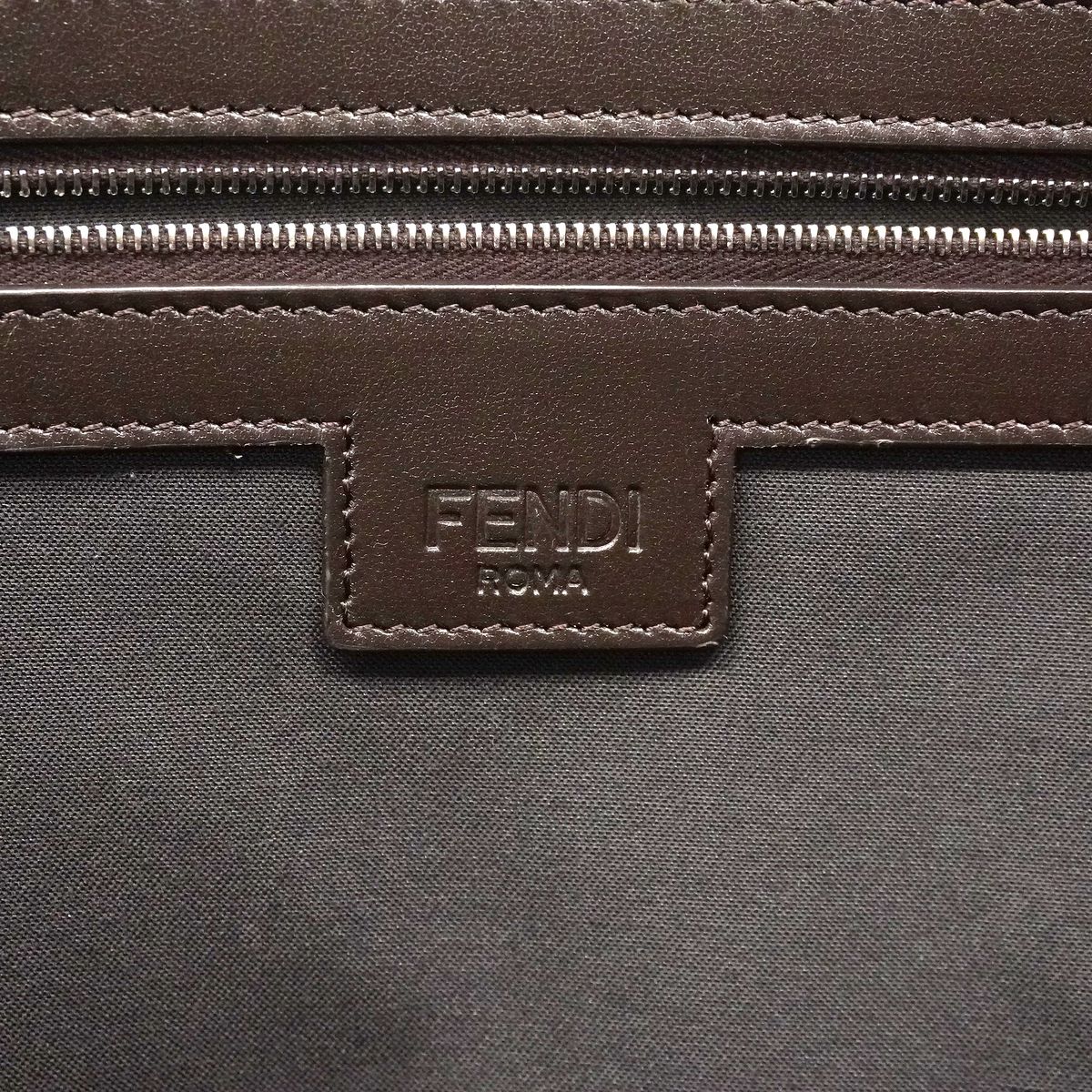 Fendi Tote Bag Zucca Nylon Canvas Brown Silver 2-Way — view 5