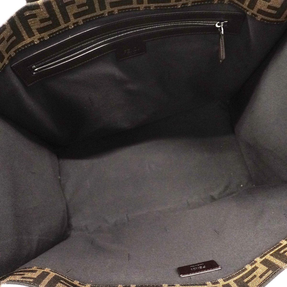 Fendi Tote Bag Zucca Nylon Canvas Brown Silver 2-Way — view 4