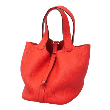 Hermes Handbag Picotin Lock PM Taurillon Clemence Rose Texas Silver