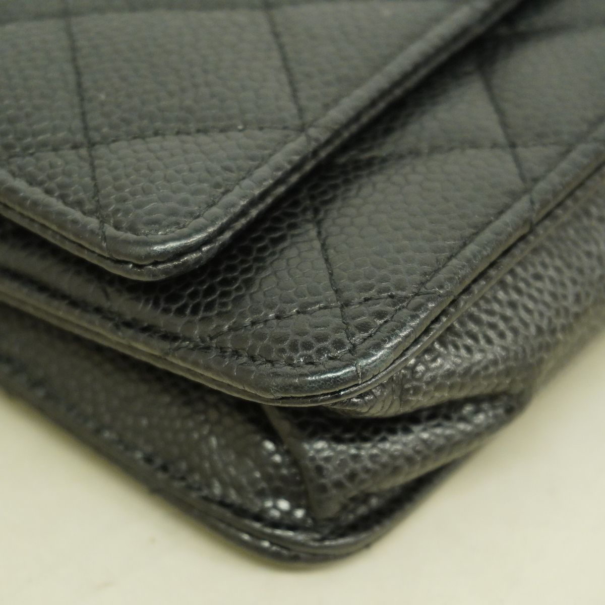 Chanel Wallet on Chain Quilted Caviar Leather Black Gold Shoulder Bag — view 6