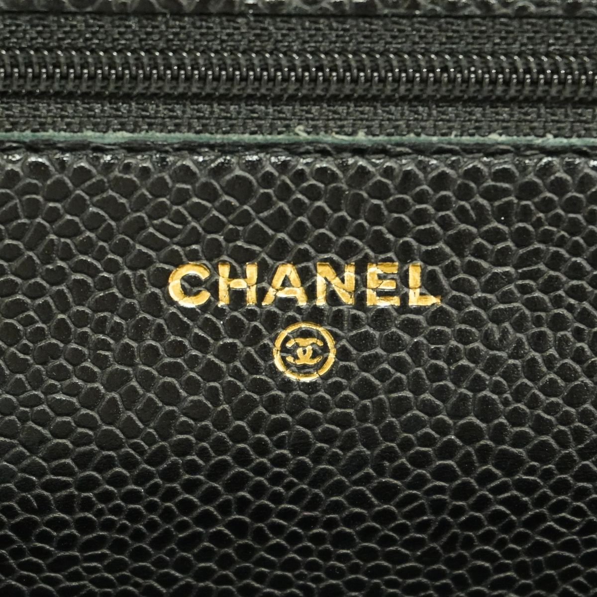 Chanel Wallet on Chain Quilted Caviar Leather Black Gold Shoulder Bag — view 5