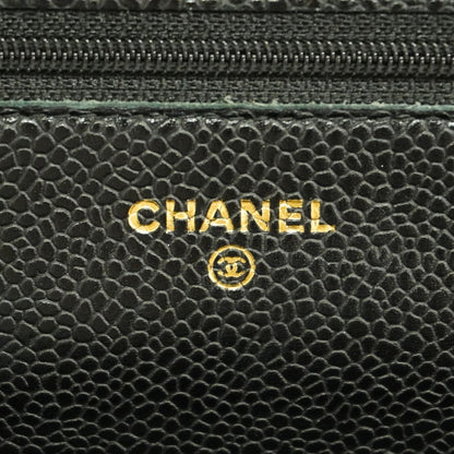 Chanel Wallet on Chain Quilted Caviar Leather Black Gold Shoulder Bag — view 5