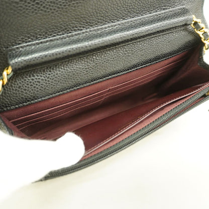 Chanel Wallet on Chain Quilted Caviar Leather Black Gold Shoulder Bag — view 4