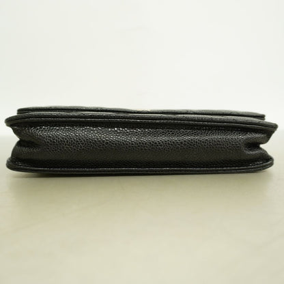 Chanel Wallet on Chain Quilted Caviar Leather Black Gold Shoulder Bag — view 3