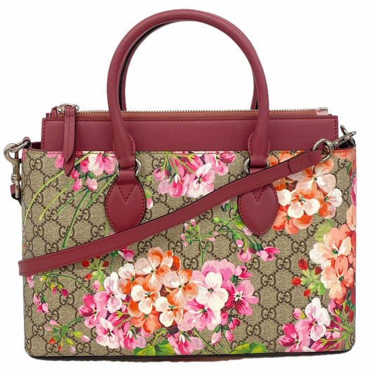 Gucci Handbag GG Blooms Brown Bordeaux Silver 2-Way Bag