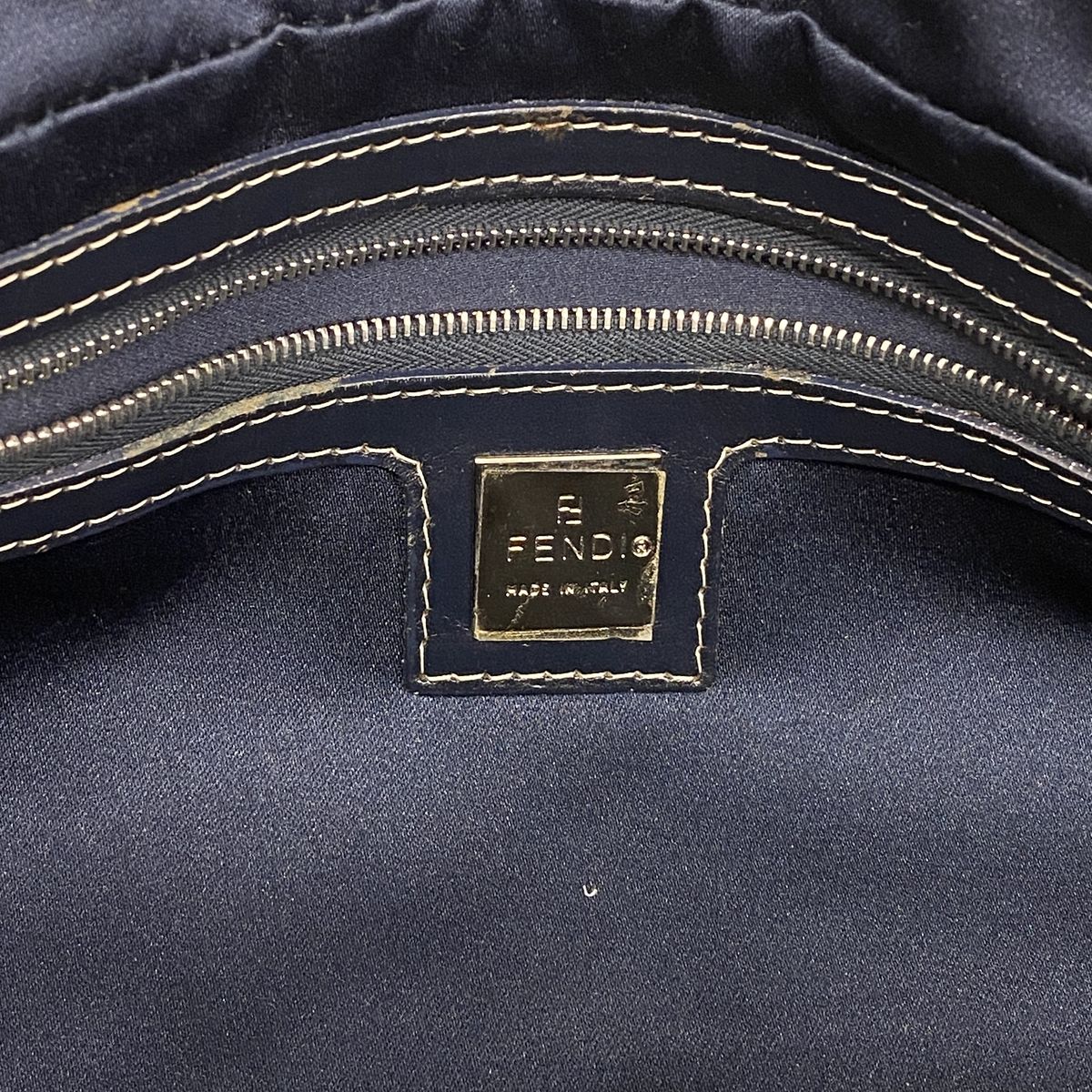 Fendi Handbag Zucchino Nylon Canvas Brown Black Silver — view 5