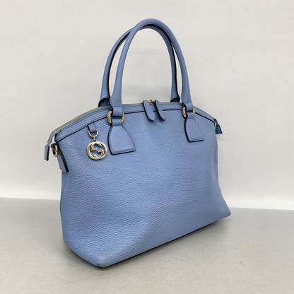 Gucci Handbag Interlocking G Leather Sky Blue Champagne Gold — view 2