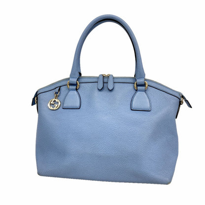 Gucci Handbag Interlocking G Leather Sky Blue Champagne Gold
