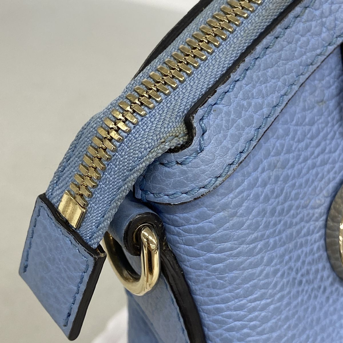 Gucci Handbag Interlocking G Leather Sky Blue Champagne Gold — view 8