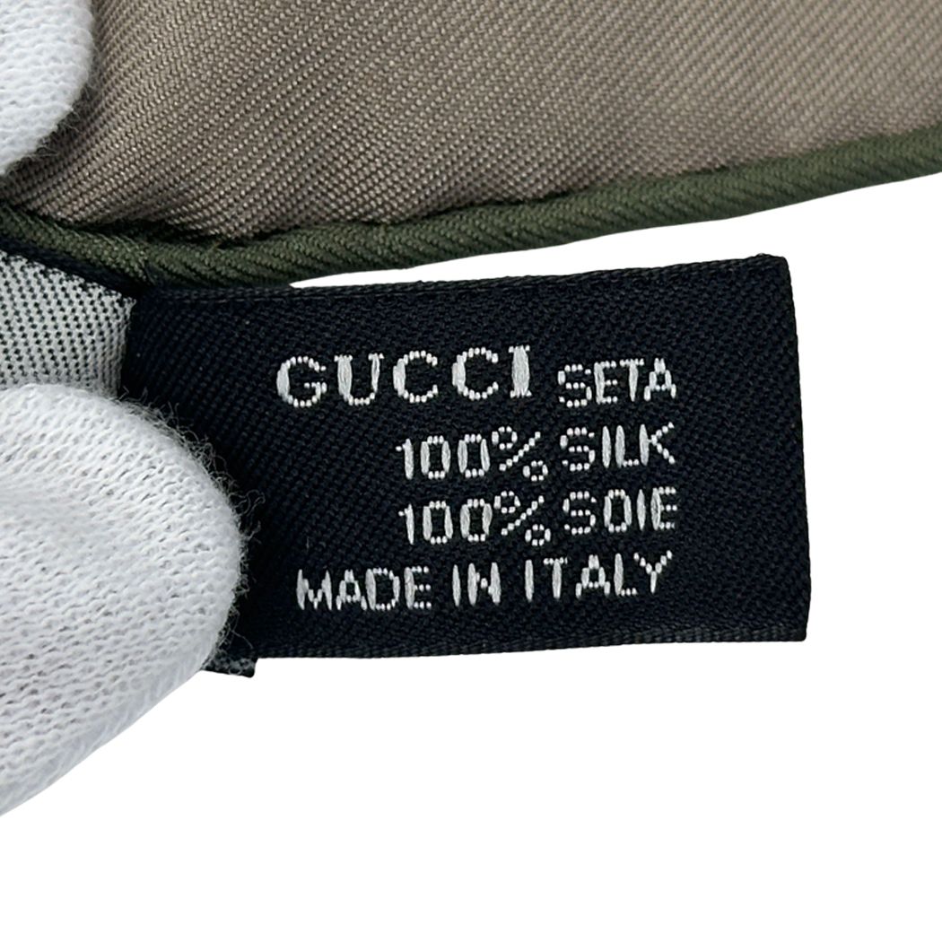 Gucci Scarf Silk Khaki Beige Logo Large — view 5