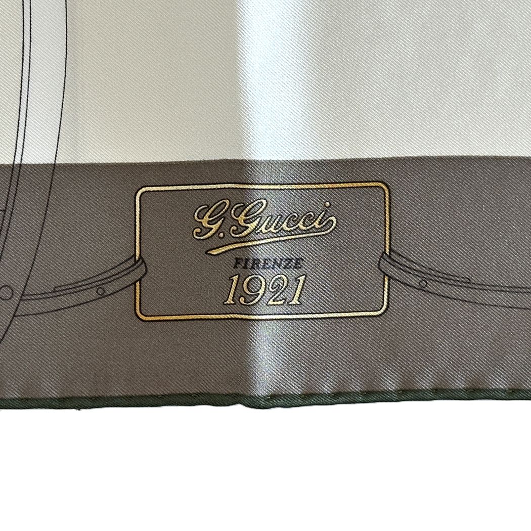 Gucci Scarf Silk Khaki Beige Logo Large — view 3