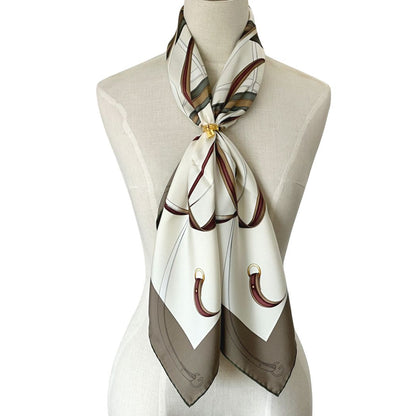 Gucci Scarf Silk Khaki Beige Logo Large — view 8