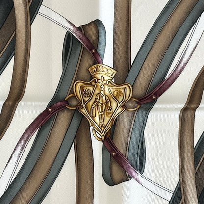 Gucci Scarf Silk Khaki Beige Logo Large — view 2