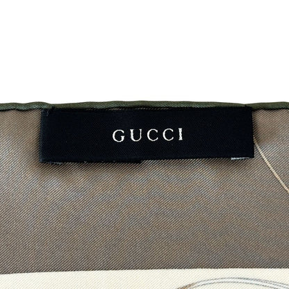 Gucci Scarf Silk Khaki Beige Logo Large — view 4