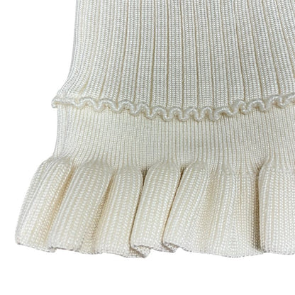 Louis Vuitton Long Sleeve Mini Dress Ruffle Rib Knit Rayon Wool White — view 8