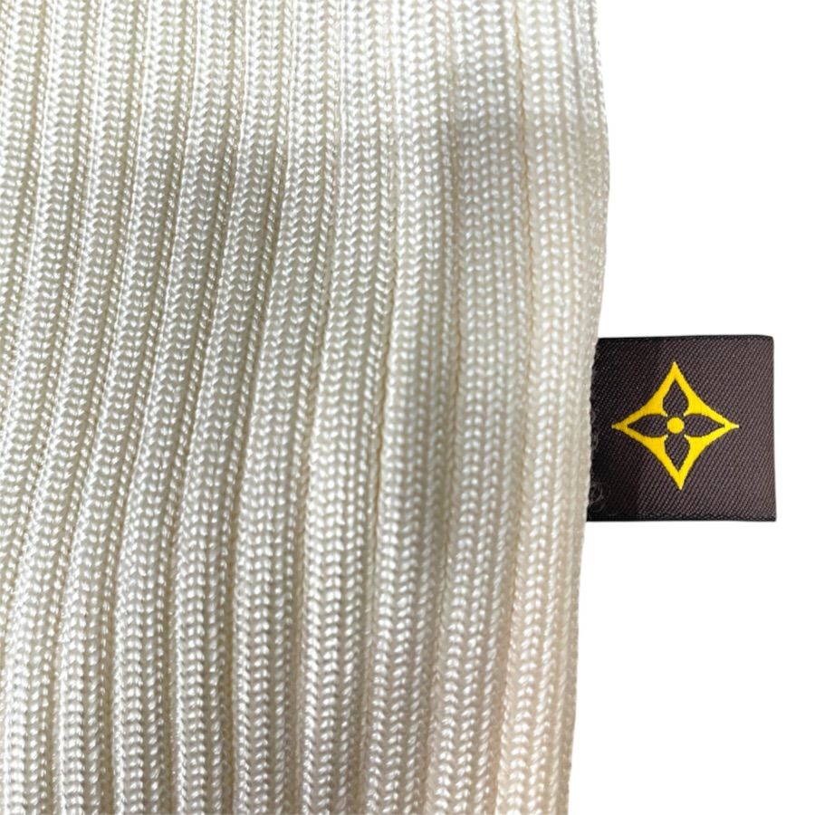Louis Vuitton Long Sleeve Mini Dress Ruffle Rib Knit Rayon Wool White — view 6