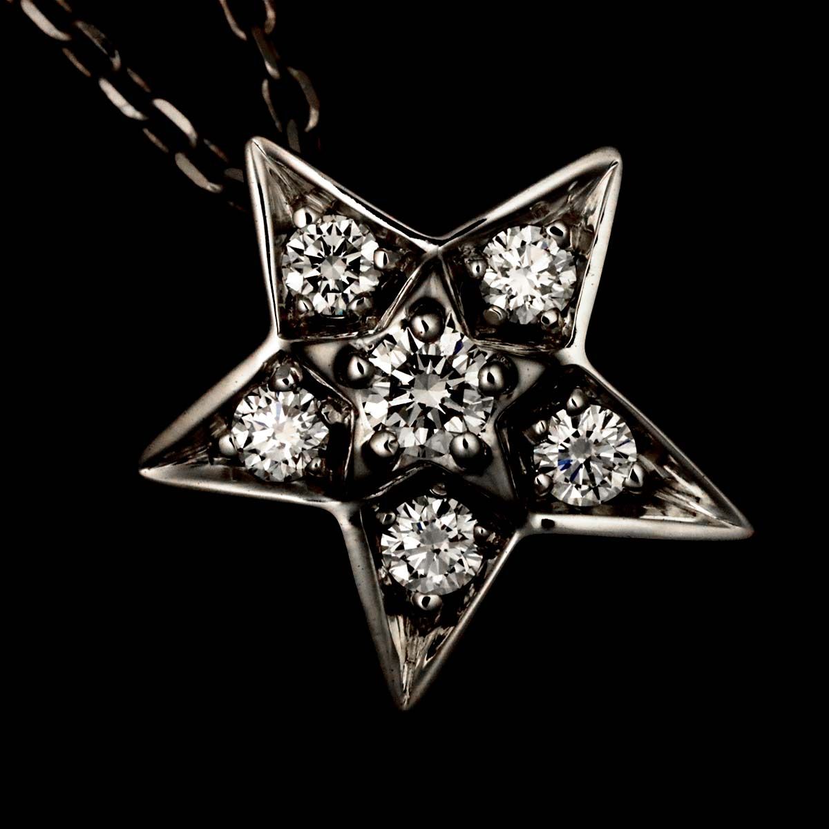 Chanel Comet Diamond Necklace Small SM 18K White Gold Star — view 7