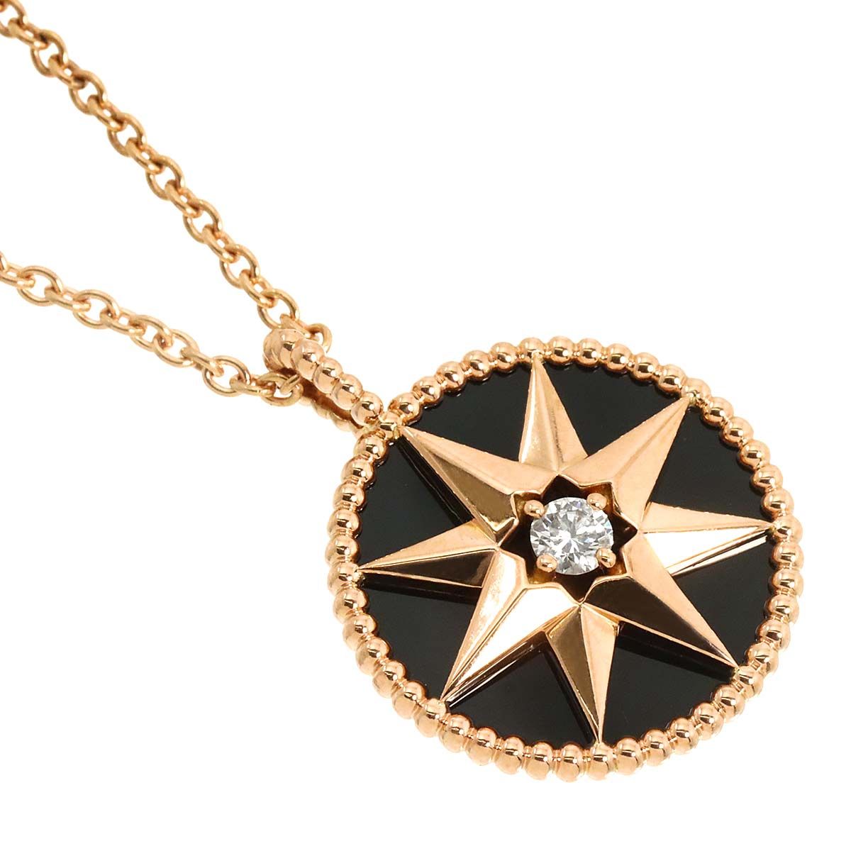 Dior Medallion Onyx Diamond Necklace 18K Pink Gold — view 3