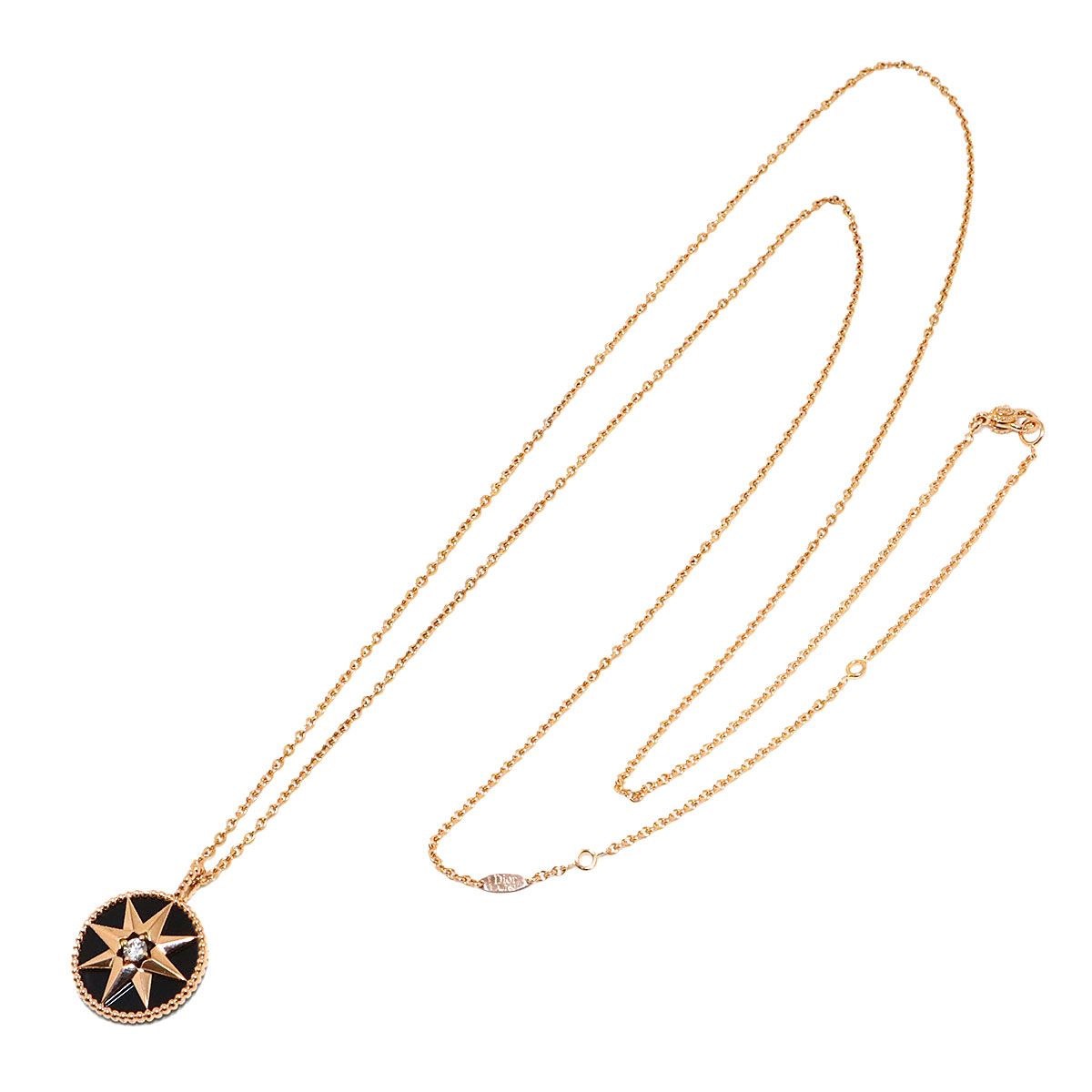 Dior Medallion Onyx Diamond Necklace 18K Pink Gold — view 2