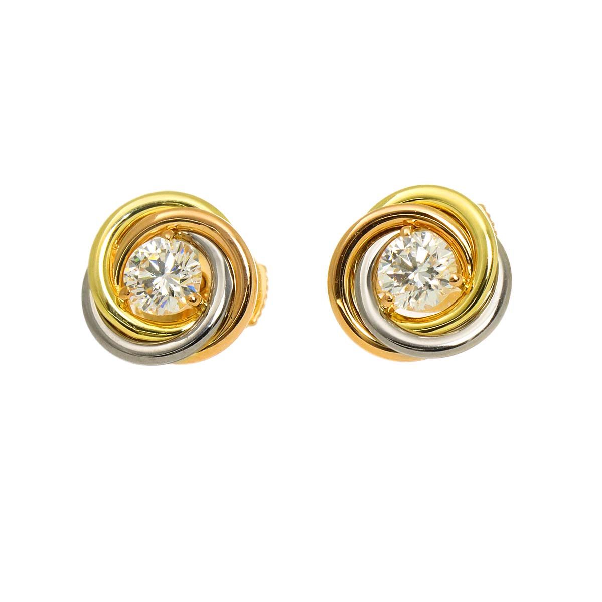 Cartier Trinity Diamond Earrings 18K Yellow Gold Three Pierced — view 2