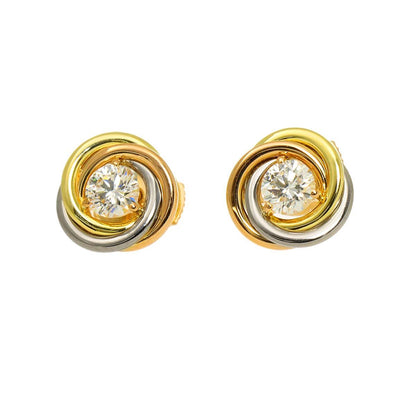 Cartier Trinity Diamond Earrings 18K Yellow Gold Three Pierced — view 2
