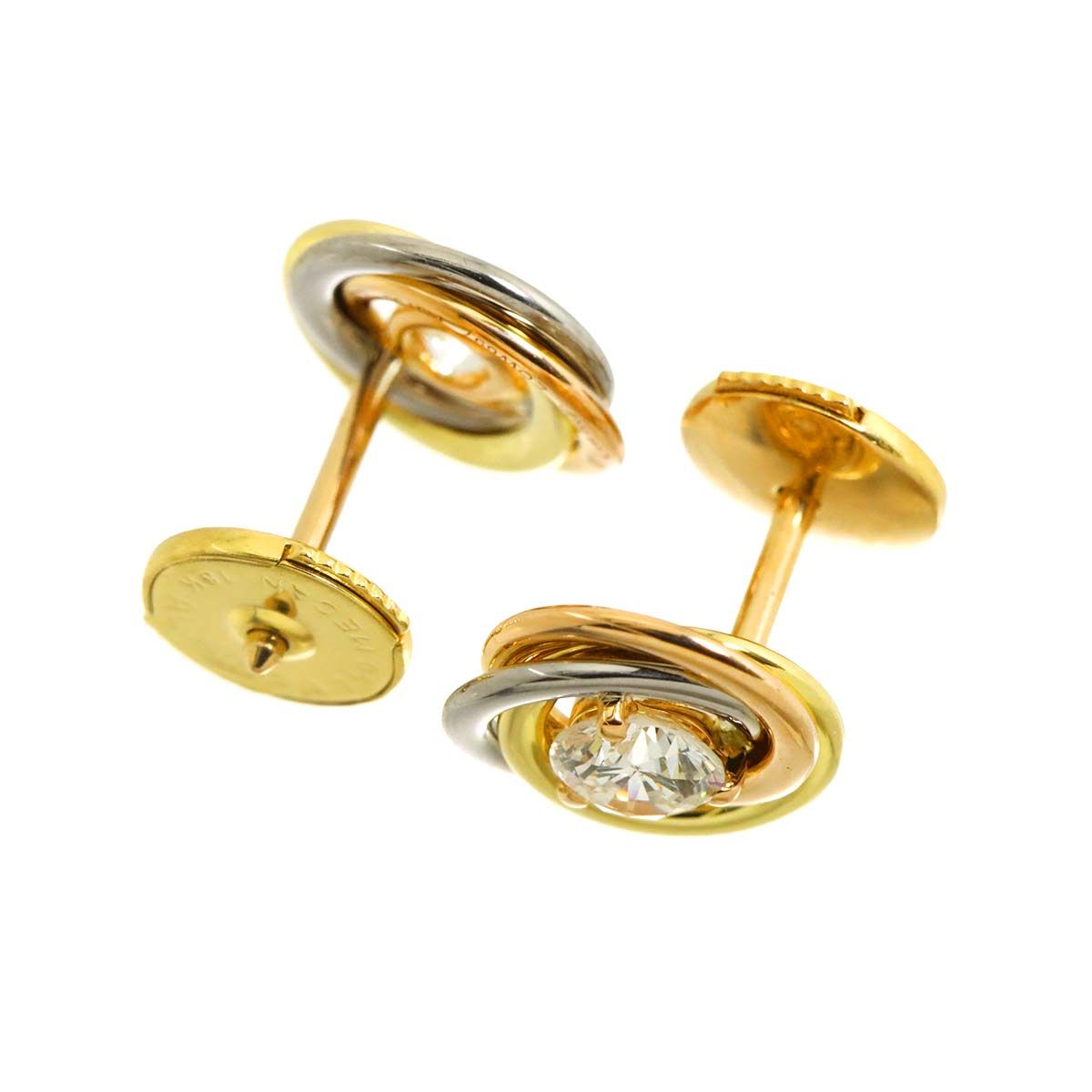 Cartier Trinity Diamond Earrings 18K Yellow Gold Three Pierced — view 3