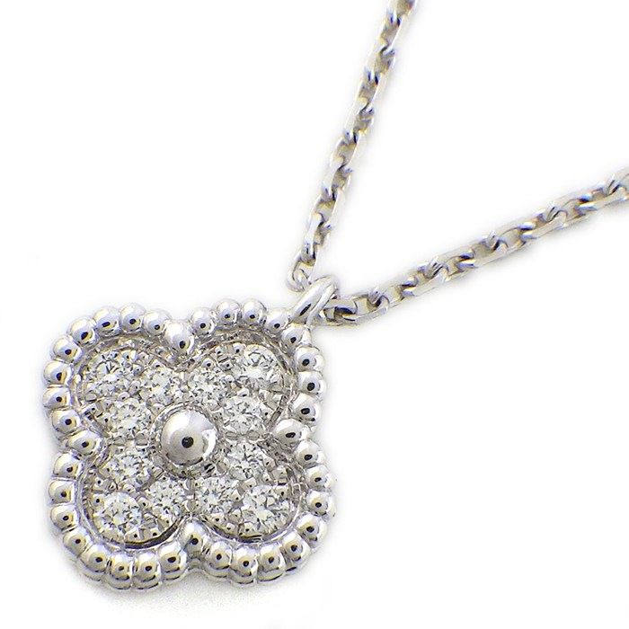 Van Cleef & Arpels Necklace Sweet Alhambra Diamond Total 18K White Gold