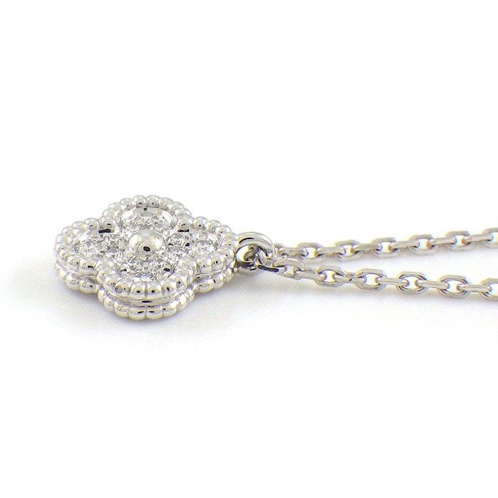 Van Cleef & Arpels Necklace Sweet Alhambra Diamond Total 18K White Gold — view 3