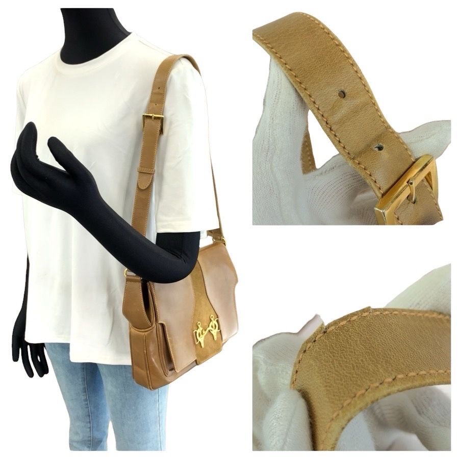Gucci Vintage Gucci Horsebit Brown Gold Leather Suede Shoulder Bag — view 7