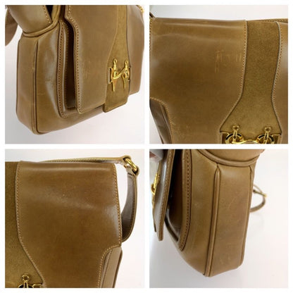Gucci Vintage Gucci Horsebit Brown Gold Leather Suede Shoulder Bag — view 5