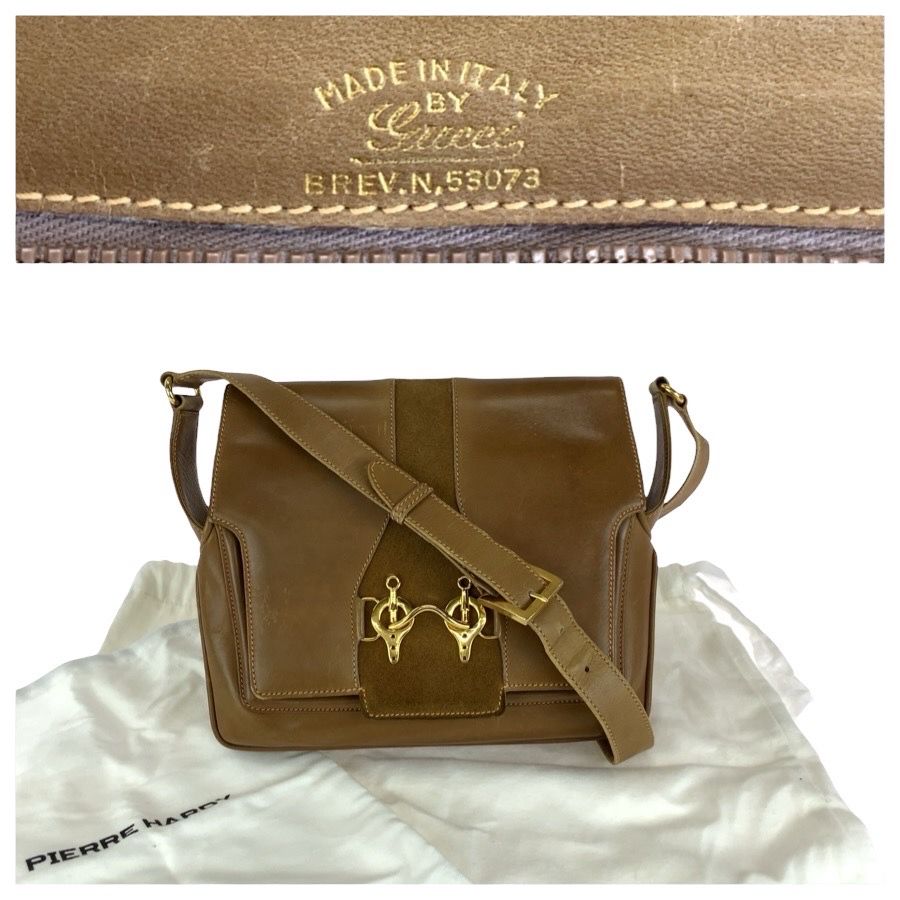 Gucci Vintage Gucci Horsebit Brown Gold Leather Suede Shoulder Bag — view 4