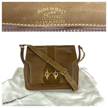 Gucci Vintage Gucci Horsebit Brown Gold Leather Suede Shoulder Bag — view 4